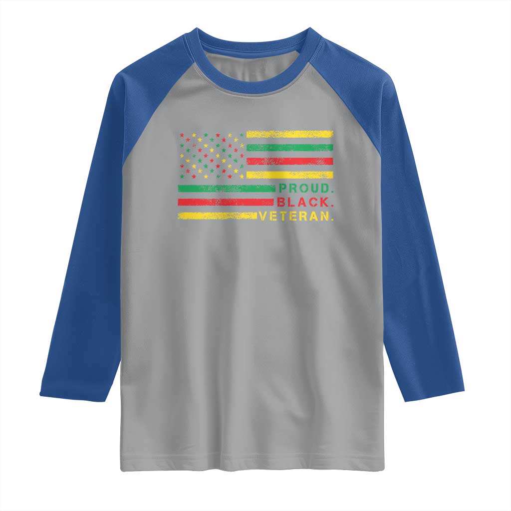 Proud Black Veteran Raglan Shirt Veterans Day Proud Military American Flag TS11 Sport Gray Royal Print Your Wear