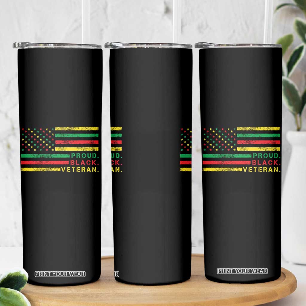 Proud Black Veteran Skinny Tumbler Veterans Day Proud Military American Flag TS11 Print Your Wear