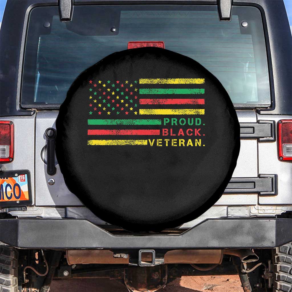 Proud Black Veteran Spare Tire Cover Veterans Day Proud Military American Flag TS11 No hole Black Print Your Wear