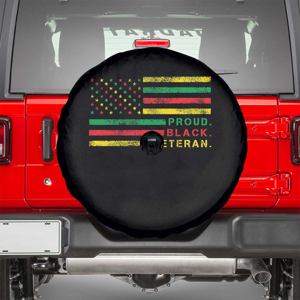 Proud Black Veteran Spare Tire Cover Veterans Day Proud Military American Flag TS11 Black Print Your Wear