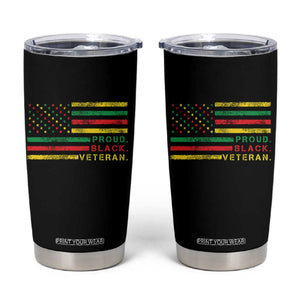 Proud Black Veteran Tumbler Cup Veterans Day Proud Military American Flag TS11 Black Print Your Wear