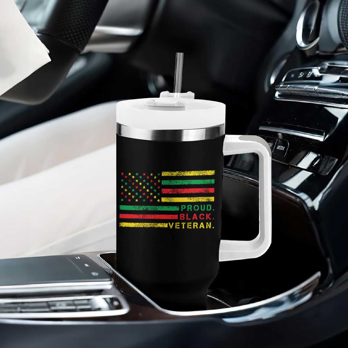 Proud Black Veteran Tumbler With Handle Veterans Day Proud Military American Flag TS11 Print Your Wear
