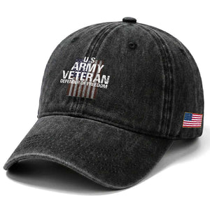 Patriotic Veterans Washed Cotton Baseball Cap U.S Army Veteran Defender Of Freedom TS11 Print Your Wear