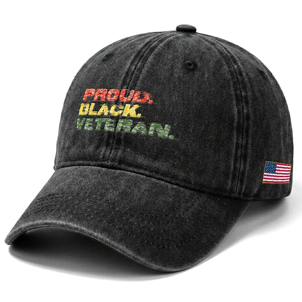 Proud Black Veteran Washed Cotton Baseball Cap Veterans Day Proud Military Camouflage TS11 Print Your Wear