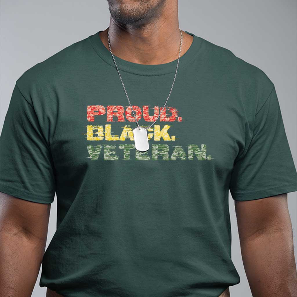 Proud Black Veteran T Shirt Veterans Day Proud Military Camouflage TS11 Dark Forest Green Print Your Wear