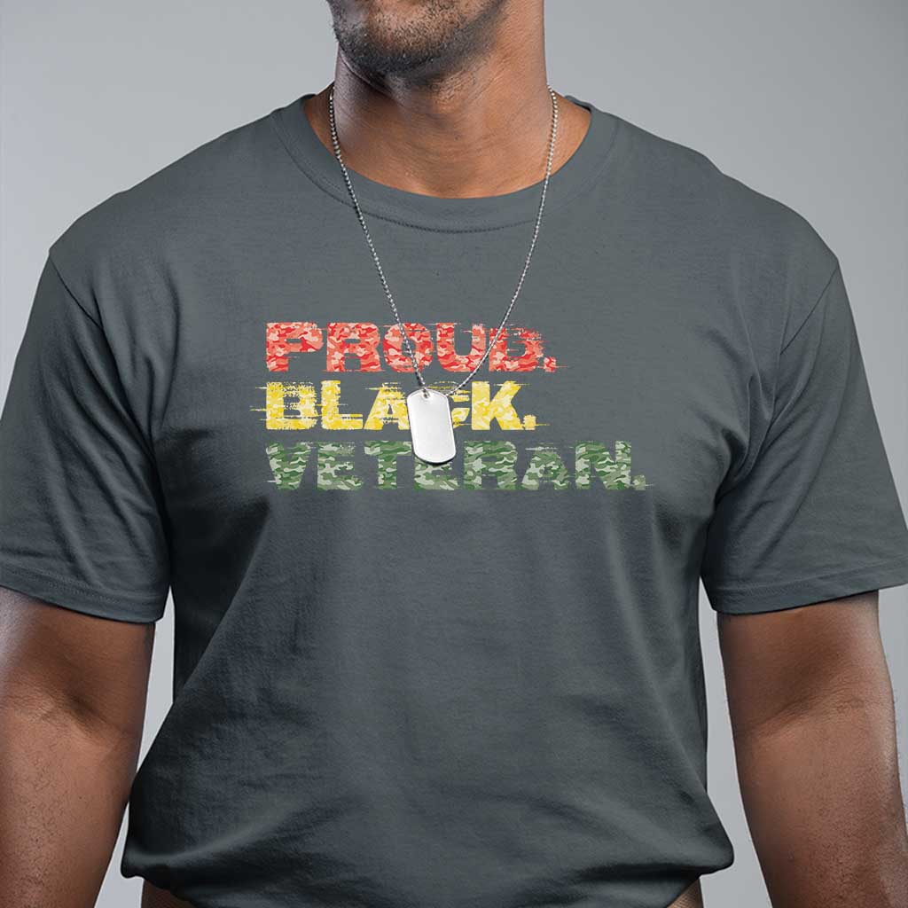 Proud Black Veteran T Shirt Veterans Day Proud Military Camouflage TS11 Dark Heather Print Your Wear