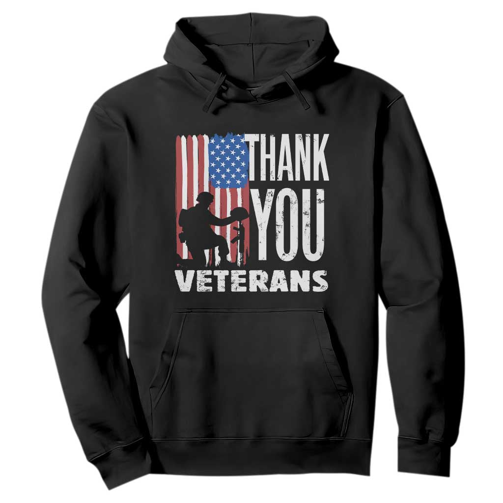 Thank You Veterans Hoodie American Flag Veterans Day TS11 Black Print Your Wear