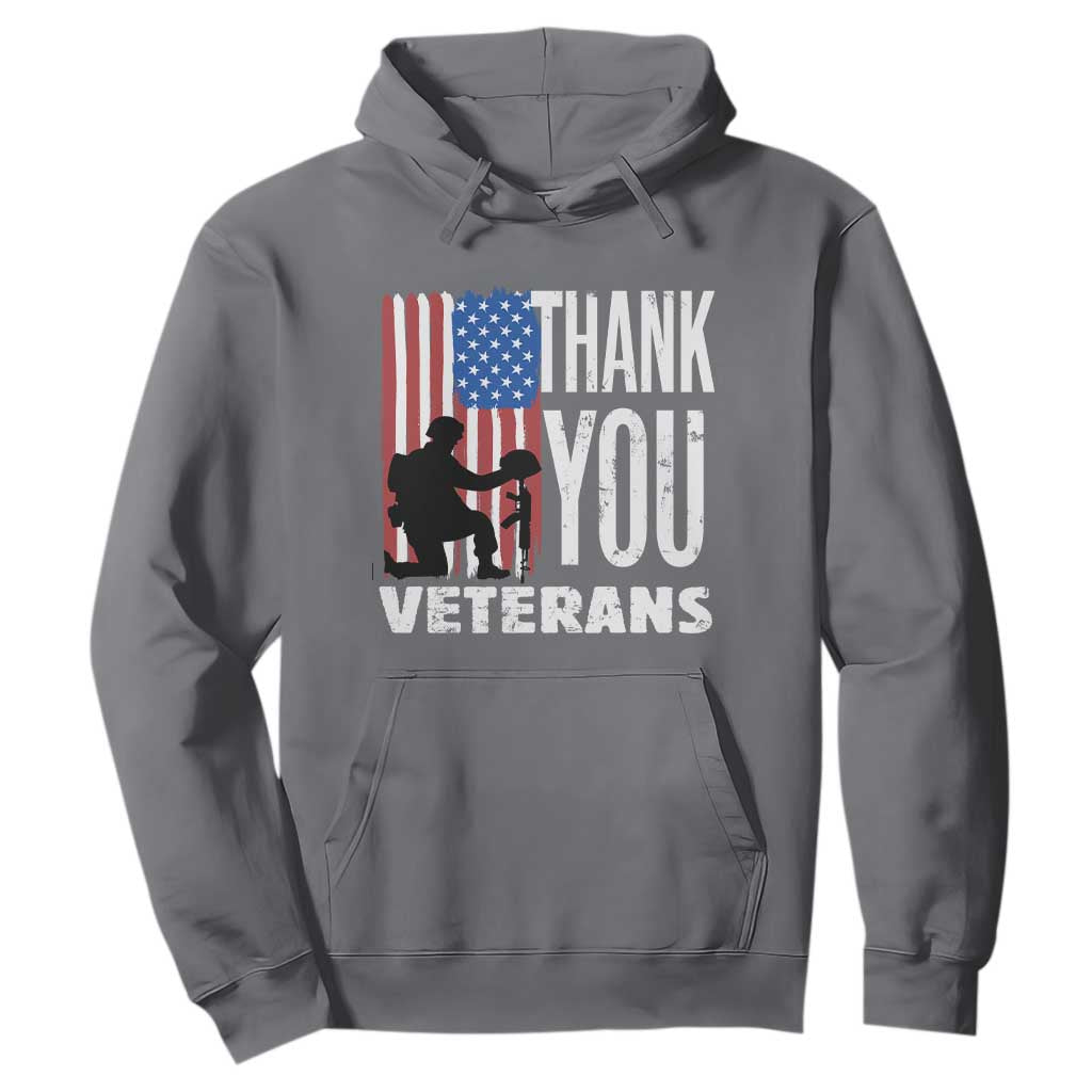 Thank You Veterans Hoodie American Flag Veterans Day TS11 Charcoal Print Your Wear