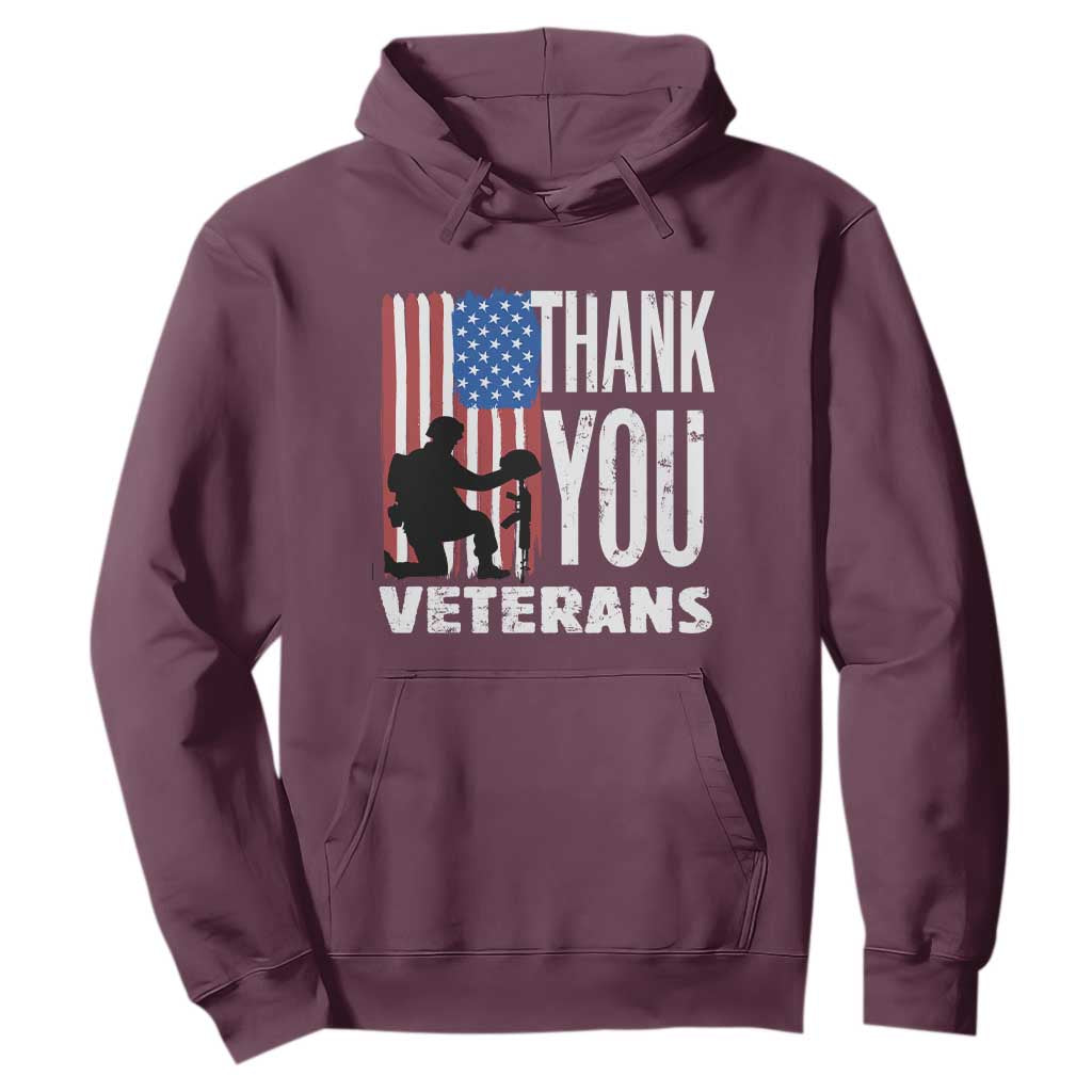 Thank You Veterans Hoodie American Flag Veterans Day TS11 Maroon Print Your Wear