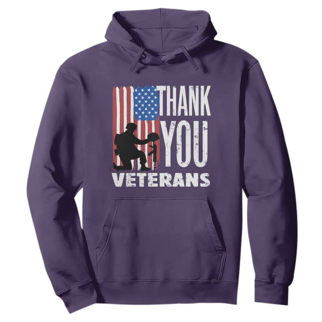 Thank You Veterans Hoodie American Flag Veterans Day TS11 Purple Print Your Wear