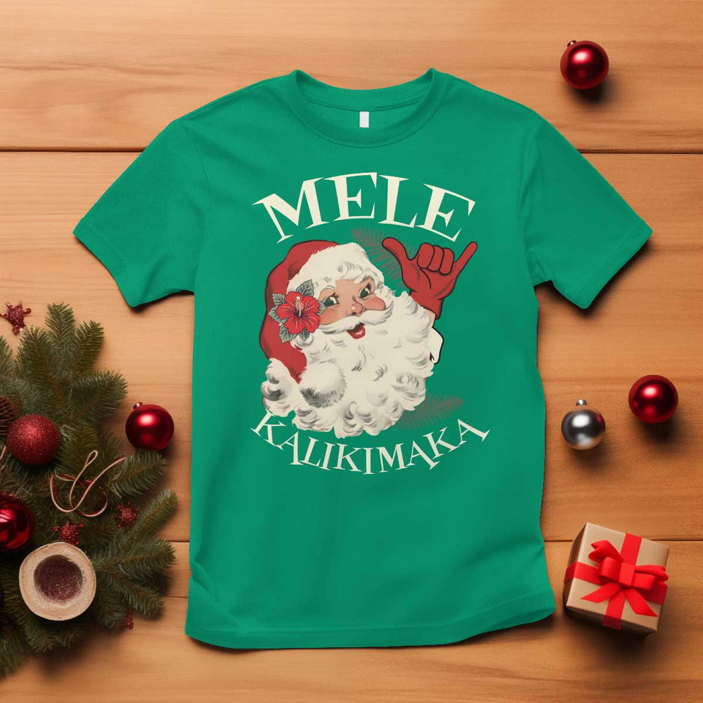 Christmas In Hawaii T Shirt Mele Kalikimaka Retro Santa Shaka Aloha Xmas TS11 Irish Green Print Your Wear