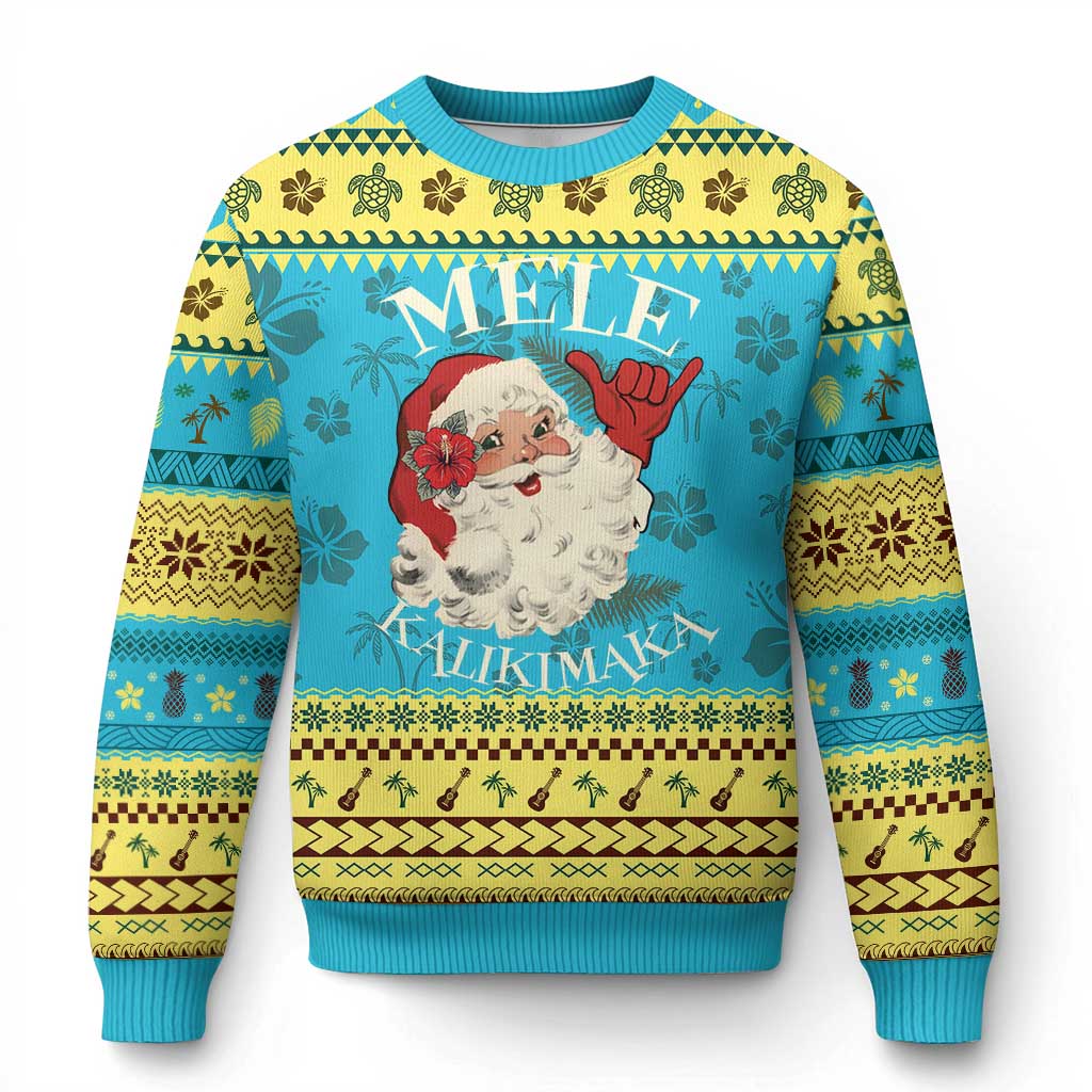 Xmas In Hawaii Ugly Christmas Sweater Mele Kalikimaka Retro Santa Shaka Aloha TS11 Hawaii Print Your Wear