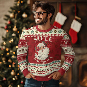 Xmas In Hawaii Ugly Christmas Sweater Mele Kalikimaka Retro Santa Shaka Aloha TS11 Hibiscus Print Your Wear
