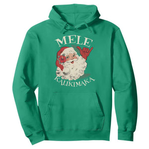 Christmas In Hawaii Hoodie Mele Kalikimaka Retro Santa Shaka Aloha Xmas TS11 Irish Green Print Your Wear