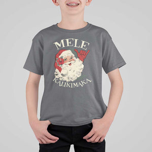 Christmas In Hawaii T Shirt For Kid Mele Kalikimaka Retro Santa Shaka Aloha Xmas TS11 Charcoal Print Your Wear