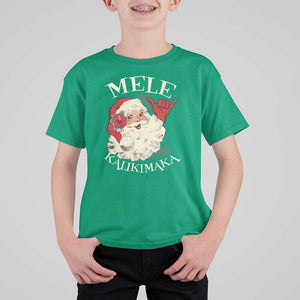 Christmas In Hawaii T Shirt For Kid Mele Kalikimaka Retro Santa Shaka Aloha Xmas TS11 Irish Green Print Your Wear