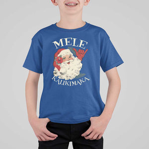 Christmas In Hawaii T Shirt For Kid Mele Kalikimaka Retro Santa Shaka Aloha Xmas TS11 Royal Blue Print Your Wear
