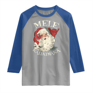 Christmas In Hawaii Raglan Shirt Mele Kalikimaka Retro Santa Shaka Aloha Xmas TS11 Sport Gray Royal Print Your Wear