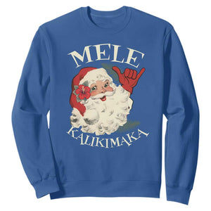 Christmas In Hawaii Sweatshirt Mele Kalikimaka Retro Santa Shaka Aloha Xmas TS11 Royal Blue Print Your Wear