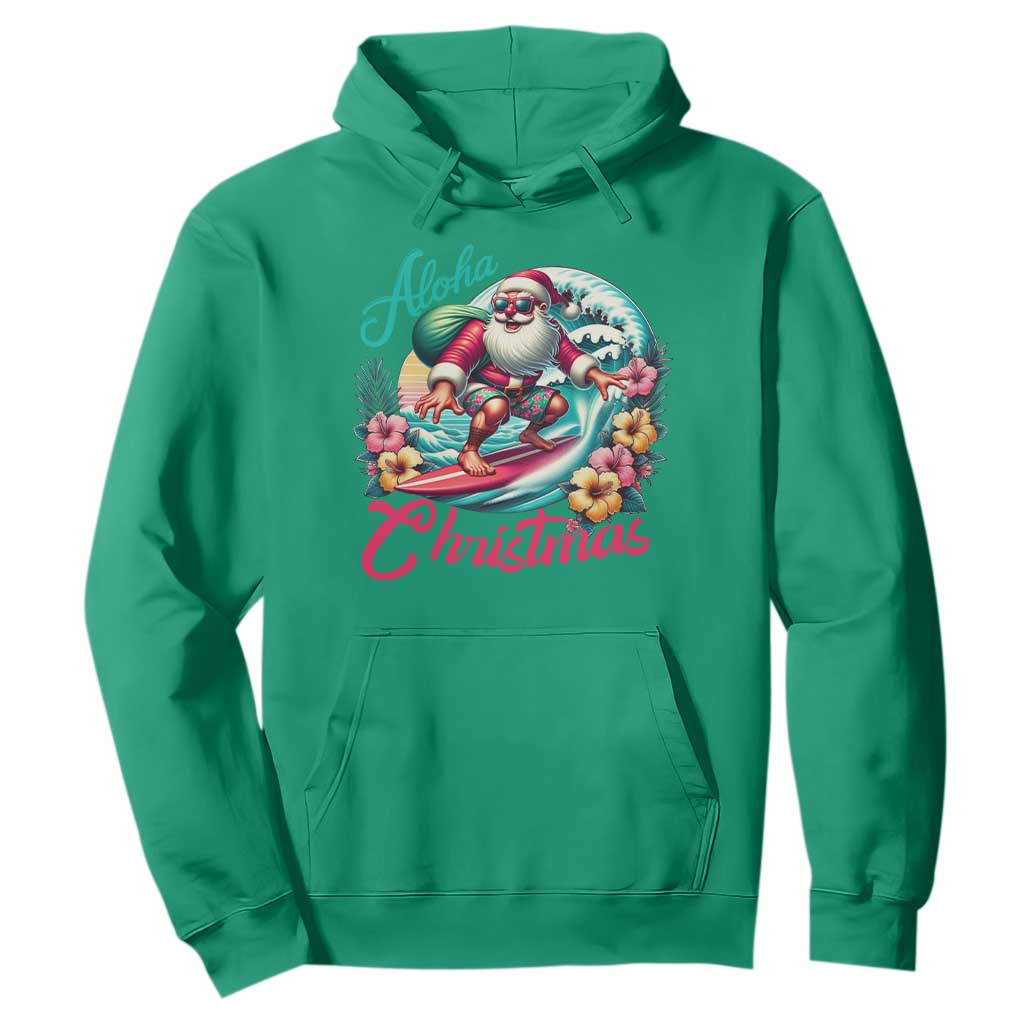 Christmas In Hawaii Hoodie Aloha Christmas Santa Surfing Hibiscus Flower TS11 Irish Green Print Your Wear