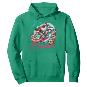 Christmas In Hawaii Hoodie Aloha Christmas Santa Surfing Hibiscus Flower TS11 Irish Green Print Your Wear