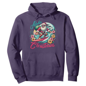 Christmas In Hawaii Hoodie Aloha Christmas Santa Surfing Hibiscus Flower TS11 Purple Print Your Wear