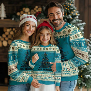 Xmas In Hawaii Ugly Christmas Sweater Mele Kalikimaka Christmas Tree Kakau Tattoo TS11 Teal Print Your Wear
