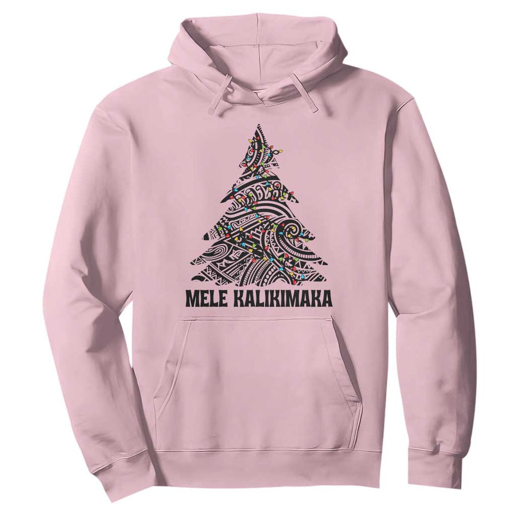 Christmas In Hawaii Hoodie Mele Kalikimaka Christmas Tree Kakau Tattoo TS11 Light Pink Print Your Wear