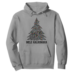 Christmas In Hawaii Hoodie Mele Kalikimaka Christmas Tree Kakau Tattoo TS11 Sport Gray Print Your Wear