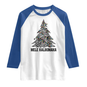 Christmas In Hawaii Raglan Shirt Mele Kalikimaka Christmas Tree Kakau Tattoo TS11 White Royal Print Your Wear