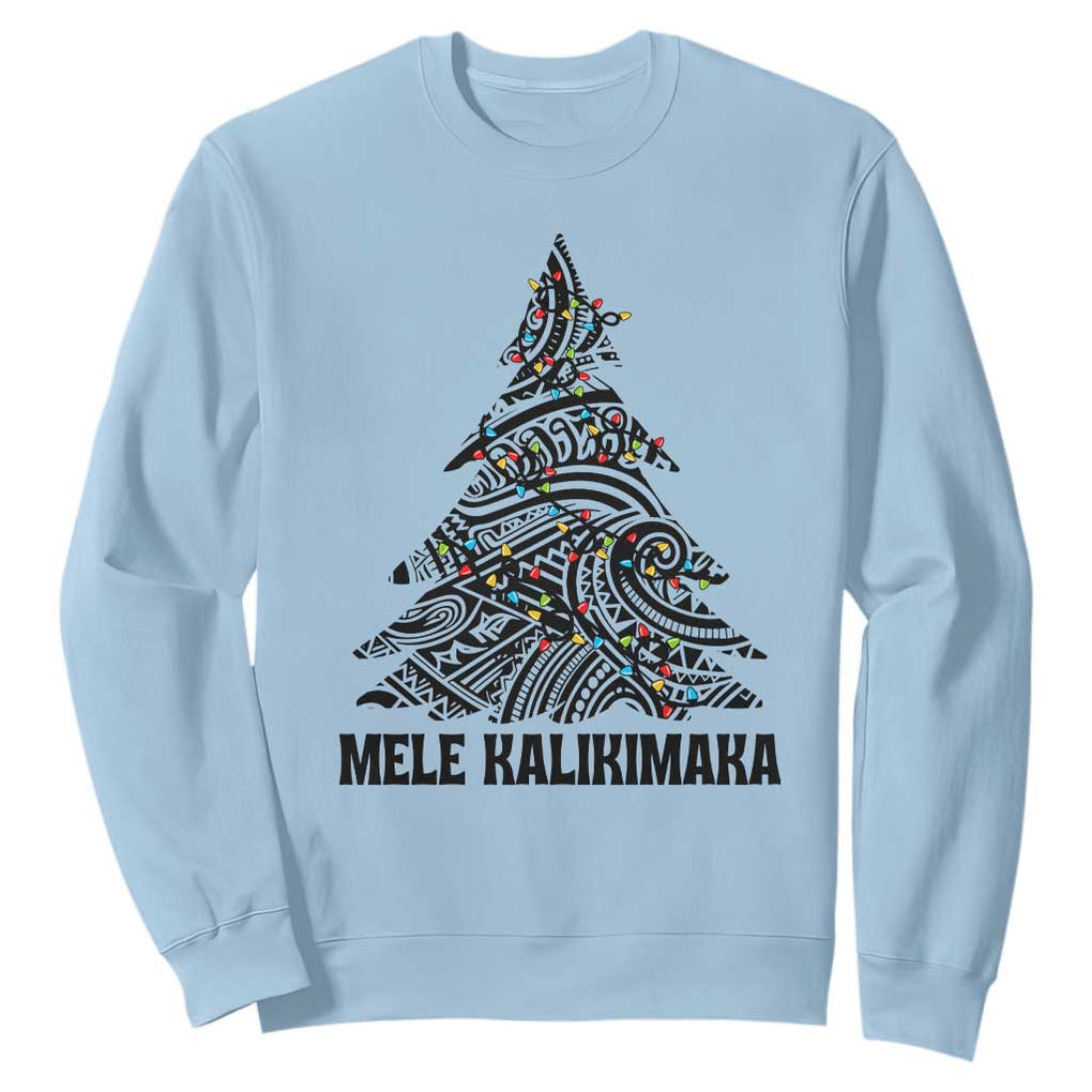 Christmas In Hawaii Sweatshirt Mele Kalikimaka Christmas Tree Kakau Tattoo TS11 Light Blue Print Your Wear