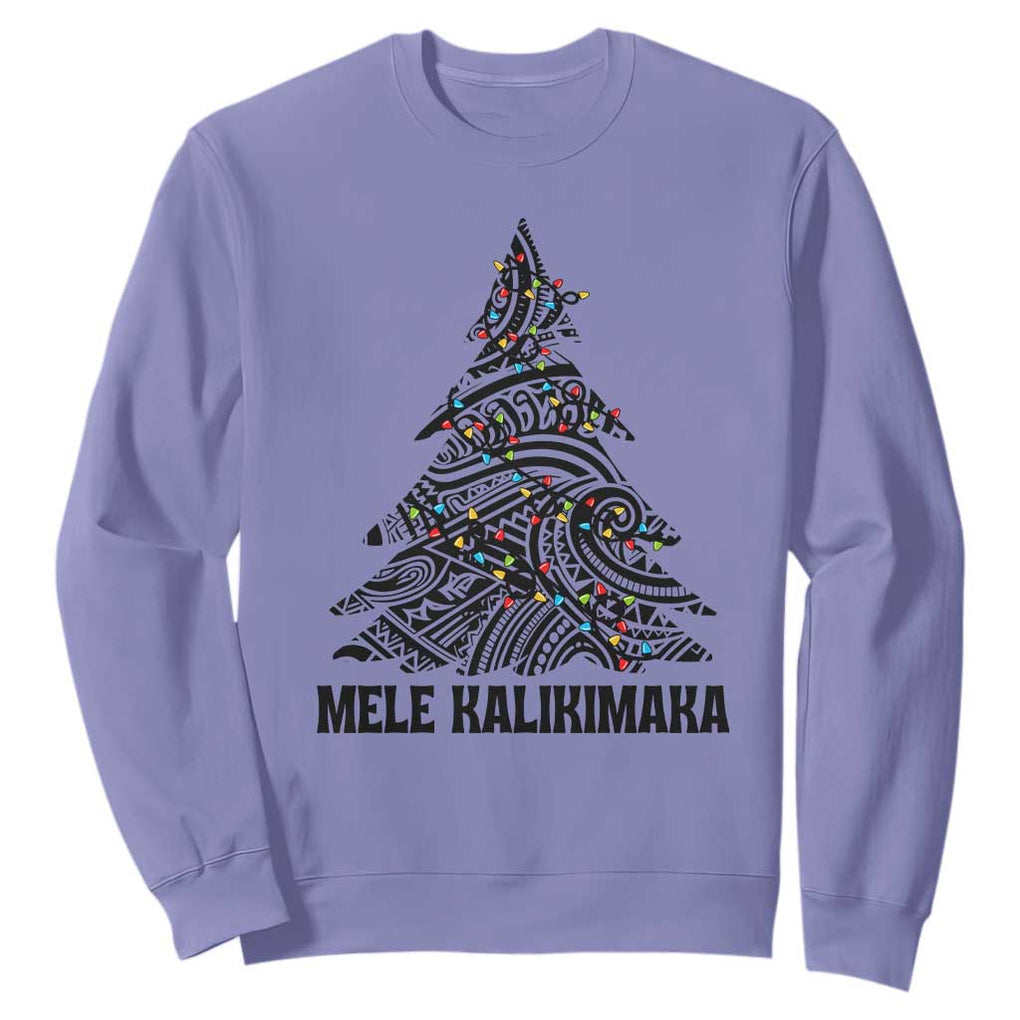 Christmas In Hawaii Sweatshirt Mele Kalikimaka Christmas Tree Kakau Tattoo TS11 Violet Print Your Wear
