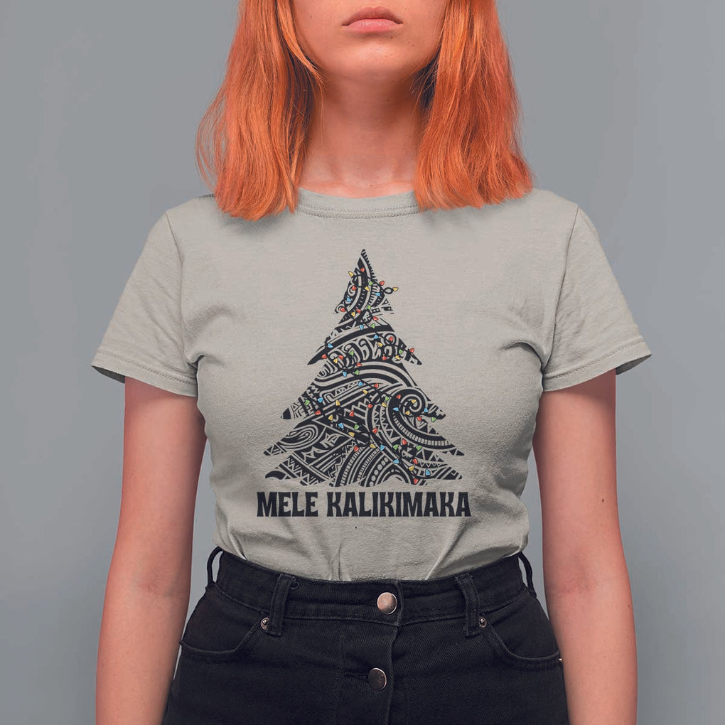 Christmas In Hawaii T Shirt For Women Mele Kalikimaka Christmas Tree Kakau Tattoo TS11 Sand Print Your Wear