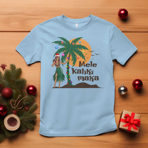 Christmas In Hawaii T Shirt Mele Kalikimaka Retro Hula Girls Santa Hat Xmas TS11 Light Blue Print Your Wear