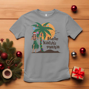 Christmas In Hawaii T Shirt Mele Kalikimaka Retro Hula Girls Santa Hat Xmas TS11 Sport Gray Print Your Wear