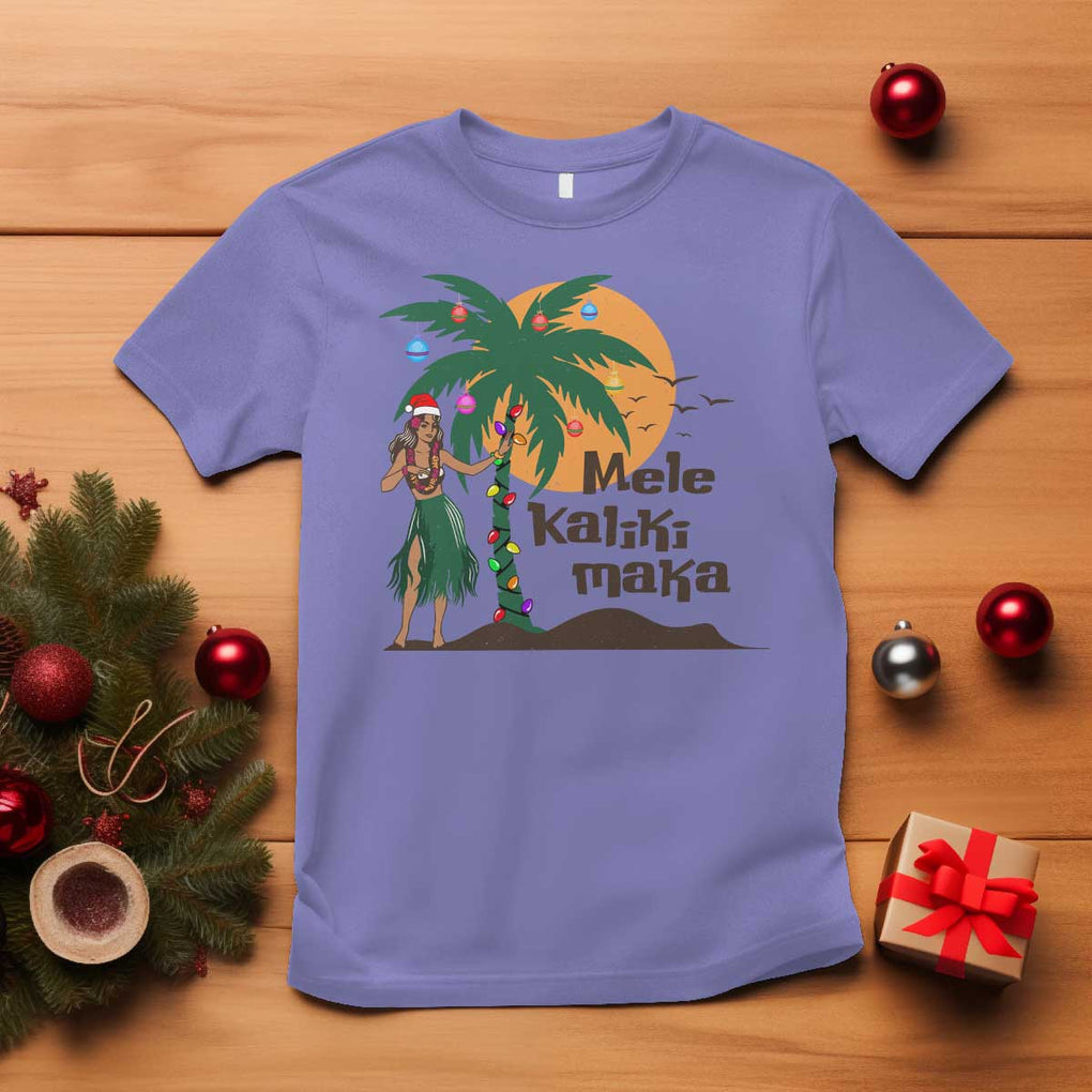 Christmas In Hawaii T Shirt Mele Kalikimaka Retro Hula Girls Santa Hat Xmas TS11 Violet Print Your Wear
