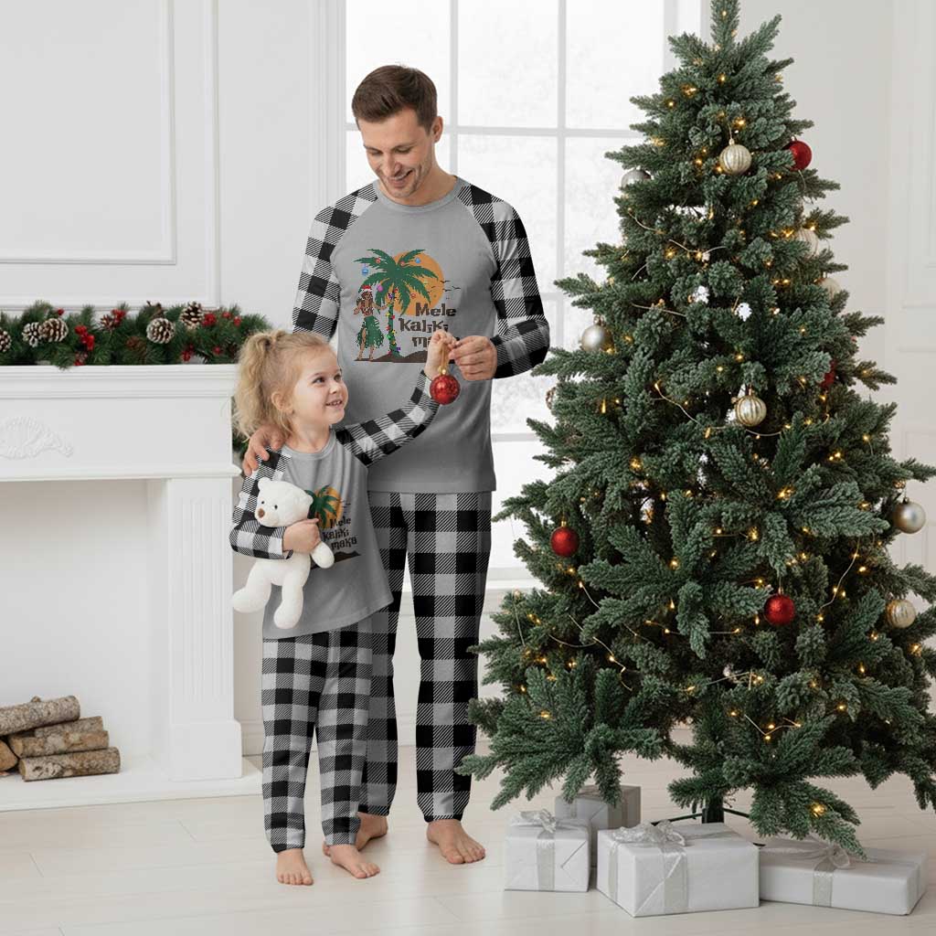 Xmas In Hawaii Plaid Pajama Set Mele Kalikimaka Retro Hula Girls Santa Hat TS11 White Plaid Print Your Wear