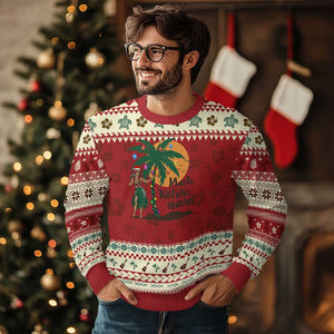 Xmas In Hawaii Ugly Christmas Sweater Mele Kalikimaka Retro Hula Girls Santa Hat TS11 Hibiscus Print Your Wear