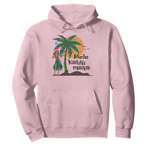 Christmas In Hawaii Hoodie Mele Kalikimaka Retro Hula Girls Santa Hat Xmas TS11 Light Pink Print Your Wear