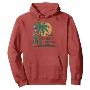 Christmas In Hawaii Hoodie Mele Kalikimaka Retro Hula Girls Santa Hat Xmas TS11 Red Print Your Wear