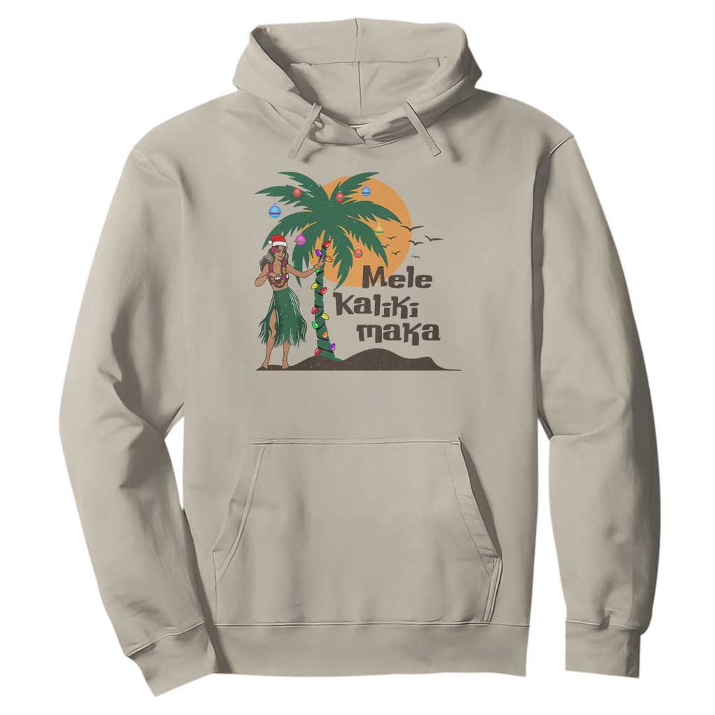 Christmas In Hawaii Hoodie Mele Kalikimaka Retro Hula Girls Santa Hat Xmas TS11 Sand Print Your Wear