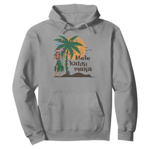 Christmas In Hawaii Hoodie Mele Kalikimaka Retro Hula Girls Santa Hat Xmas TS11 Sport Gray Print Your Wear