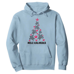 Christmas In Hawaii Hoodie Mele Kalikimaka Kakau Tattoo Turtle Christmas Tree TS11 Light Blue Print Your Wear