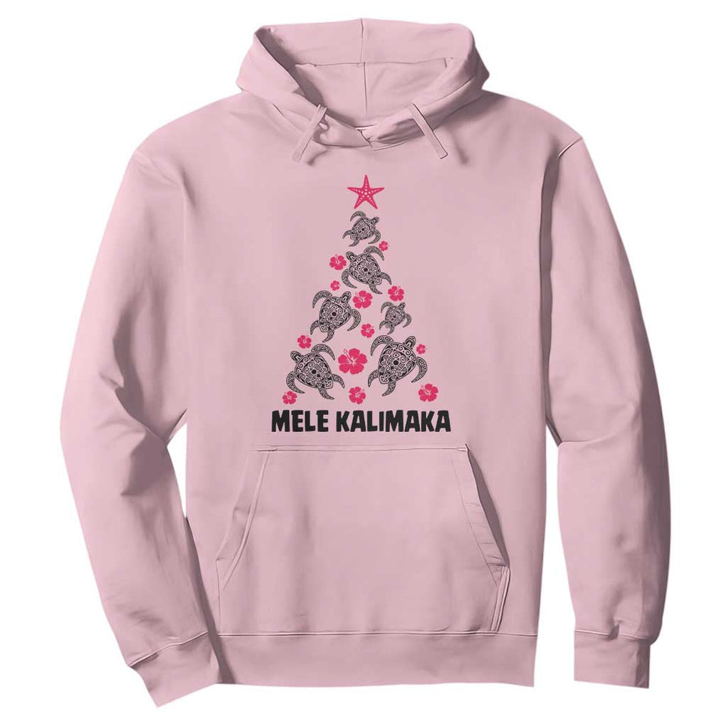 Christmas In Hawaii Hoodie Mele Kalikimaka Kakau Tattoo Turtle Christmas Tree TS11 Light Pink Print Your Wear