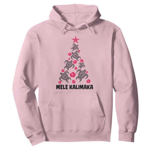 Christmas In Hawaii Hoodie Mele Kalikimaka Kakau Tattoo Turtle Christmas Tree TS11 Light Pink Print Your Wear