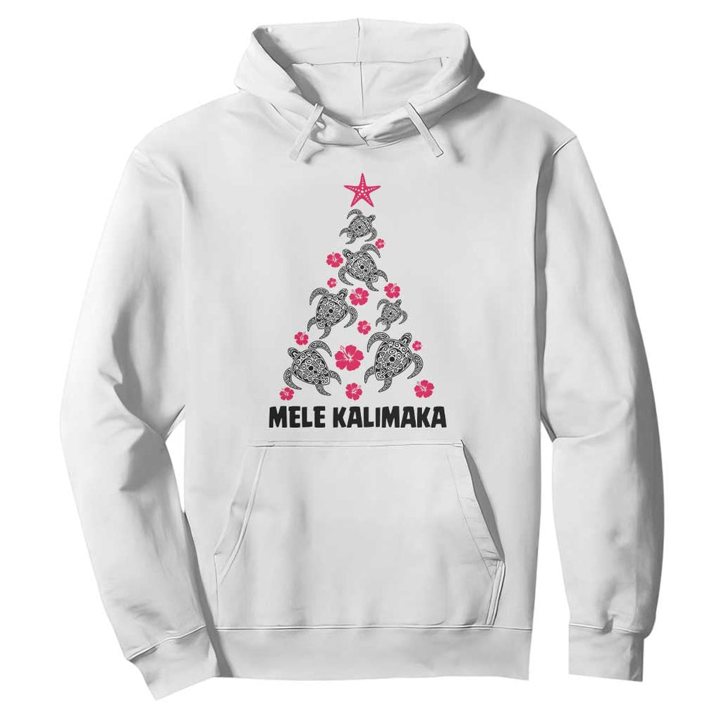 Christmas In Hawaii Hoodie Mele Kalikimaka Kakau Tattoo Turtle Christmas Tree TS11 White Print Your Wear
