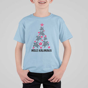 Christmas In Hawaii T Shirt For Kid Mele Kalikimaka Kakau Tattoo Turtle Christmas Tree TS11 Light Blue Print Your Wear