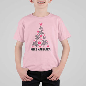Christmas In Hawaii T Shirt For Kid Mele Kalikimaka Kakau Tattoo Turtle Christmas Tree TS11 Light Pink Print Your Wear
