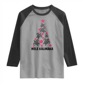 Christmas In Hawaii Raglan Shirt Mele Kalikimaka Kakau Tattoo Turtle Christmas Tree TS11 Sport Gray Black Print Your Wear