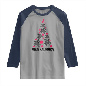 Christmas In Hawaii Raglan Shirt Mele Kalikimaka Kakau Tattoo Turtle Christmas Tree TS11 Sport Gray Navy Print Your Wear